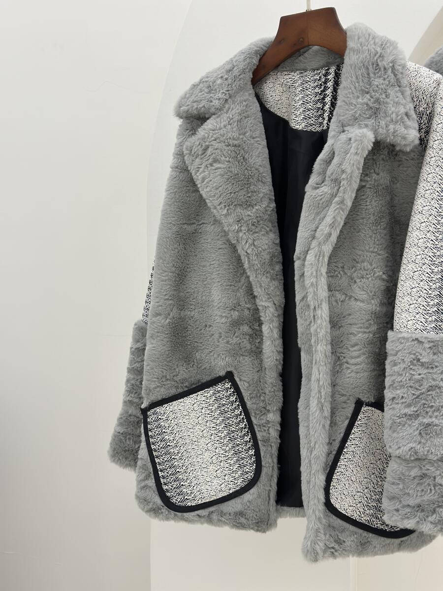 پالتو پوست جیب طرح بافت آستردار pd547-16