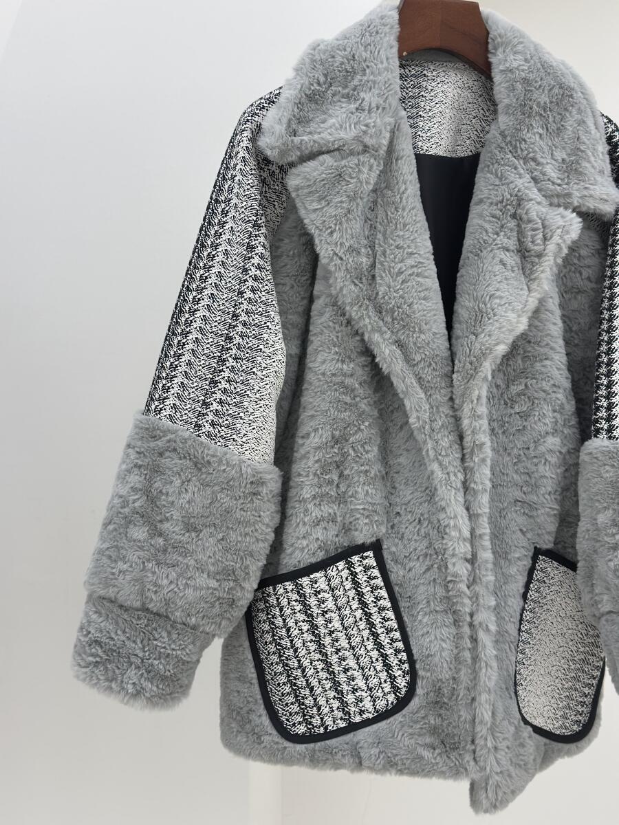 پالتو پوست جیب طرح بافت آستردار pd547-16