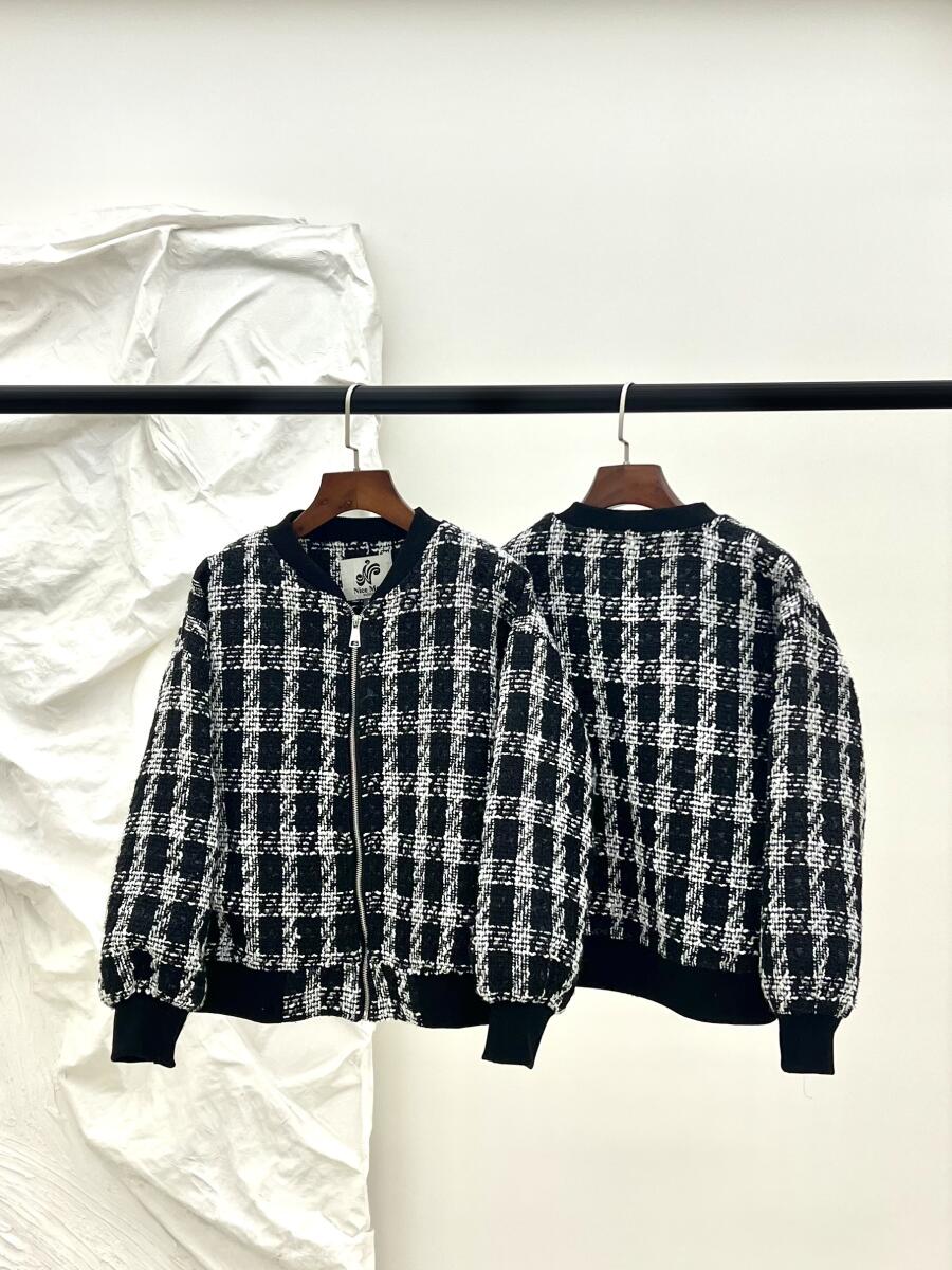 بامبر شانل طرح چهارخونه زیپی آستردار pd561-8