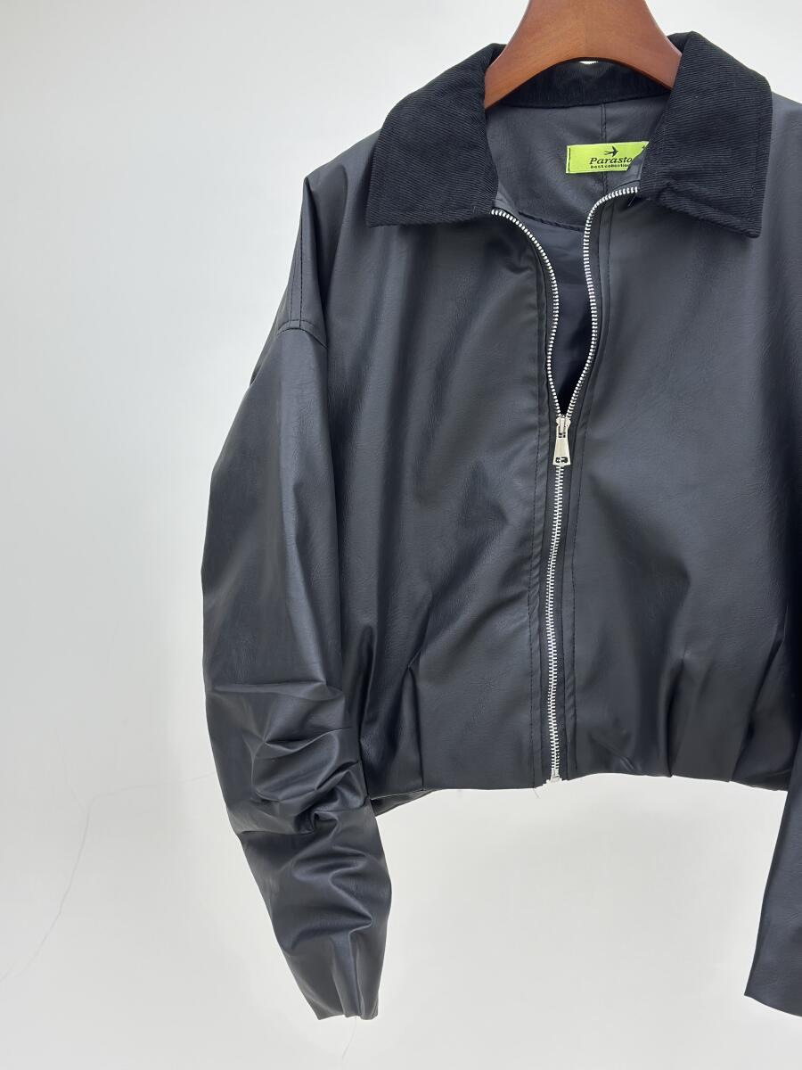 کاپشن چرم آستین پلیسه ای آستردار pd567-8