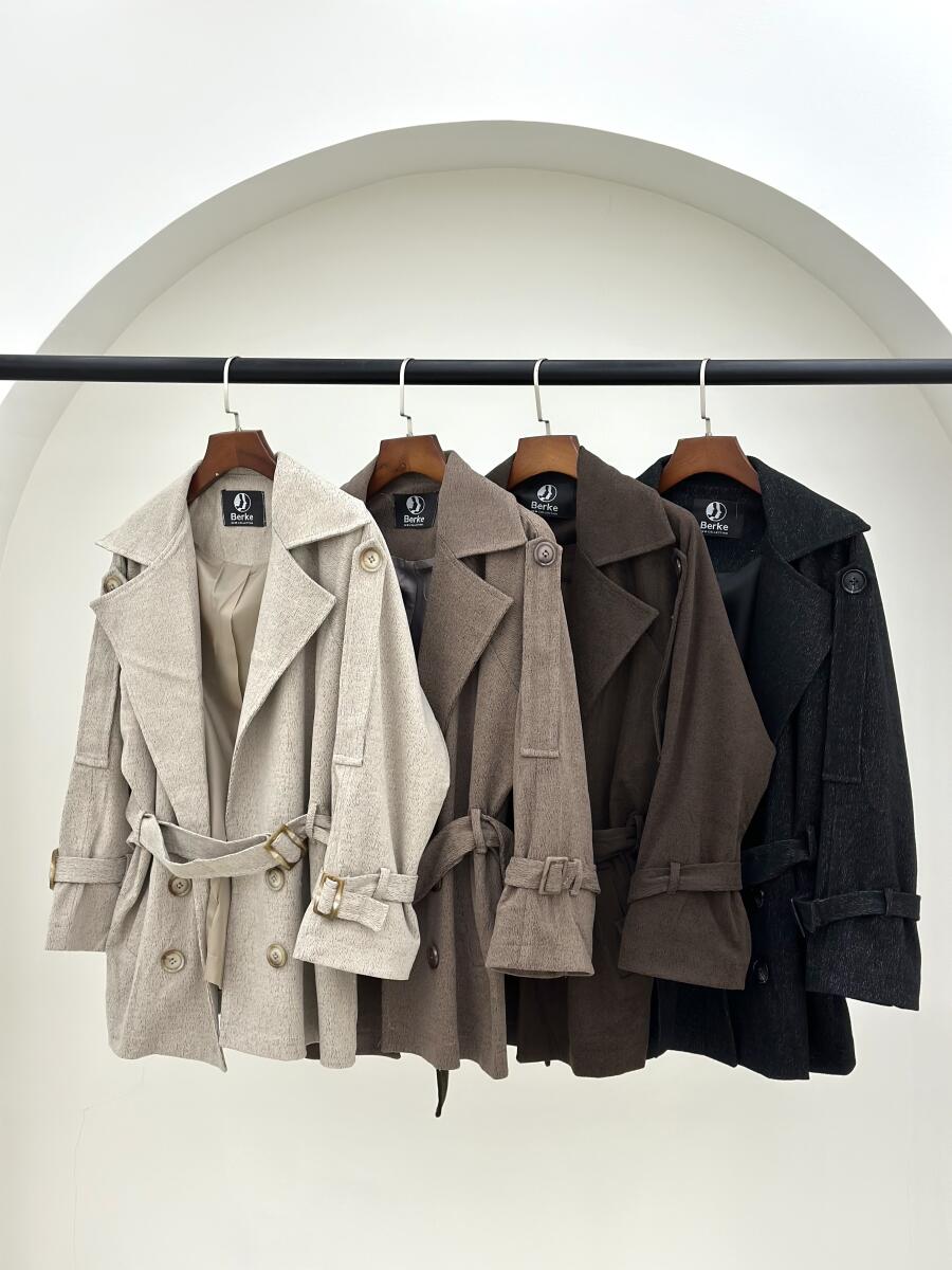 پالتو فوتر موهری سرشانه پاگون دار آستین کمربندی آستردار pd563-4