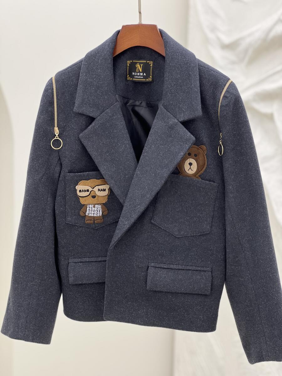 کت فوتر اپلیکه دوزی شده خرج کار زیپی آستردار pd575-3