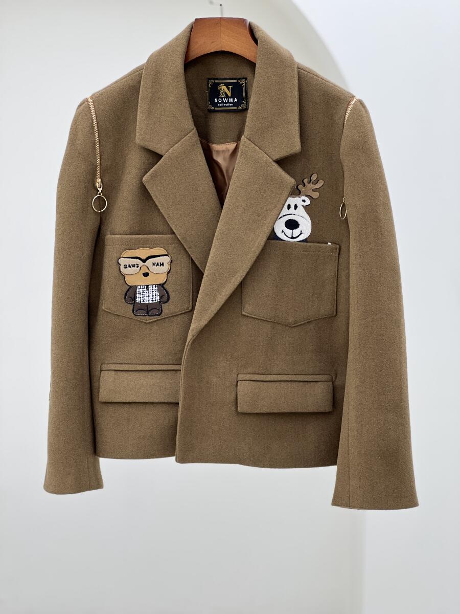 کت فوتر اپلیکه دوزی شده خرج کار زیپی آستردار pd575-3