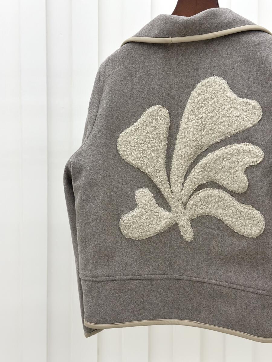 کاپشن فوتر زیپی پشت اپلیکه دوزی شده آستردار pd583-11