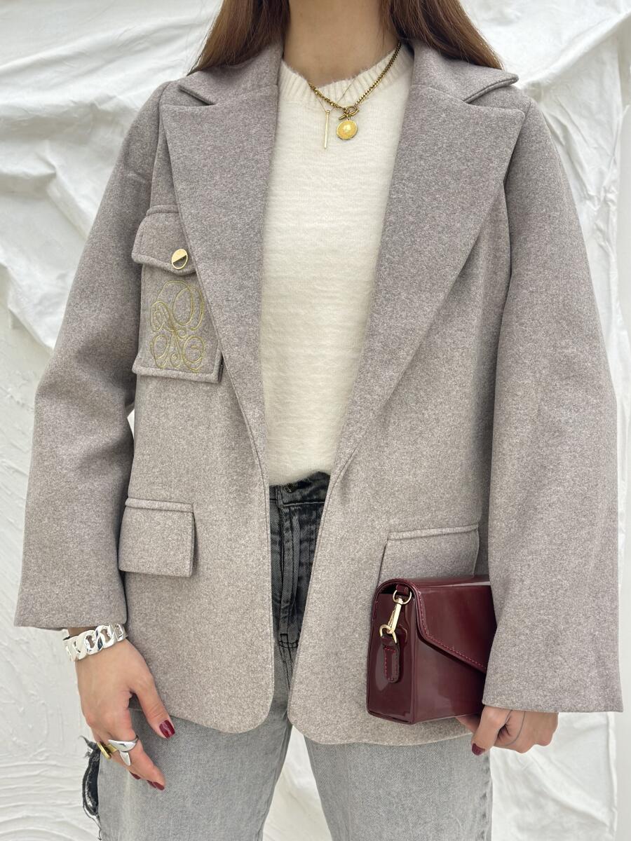 پالتو فوتر کتی جیب گلدوزی شده آستین 3دکمه آستردار pd582-9