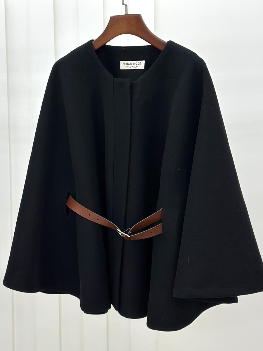 پالتو فوتر شنلی کمربنددار آستردار pd586-4