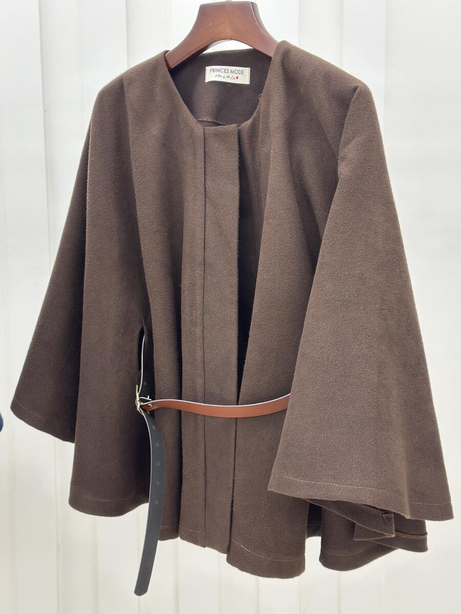 پالتو فوتر شنلی کمربنددار آستردار pd586-4