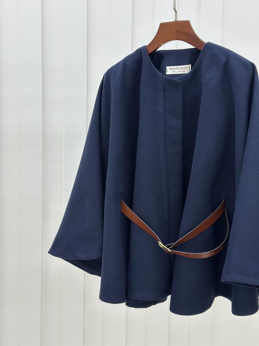 پالتو فوتر شنلی کمربنددار آستردار pd586-4