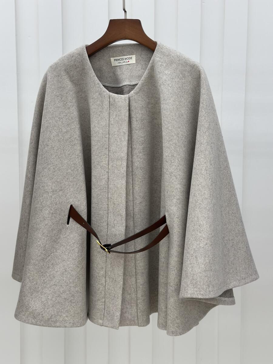 پالتو فوتر شنلی کمربنددار آستردار pd586-4