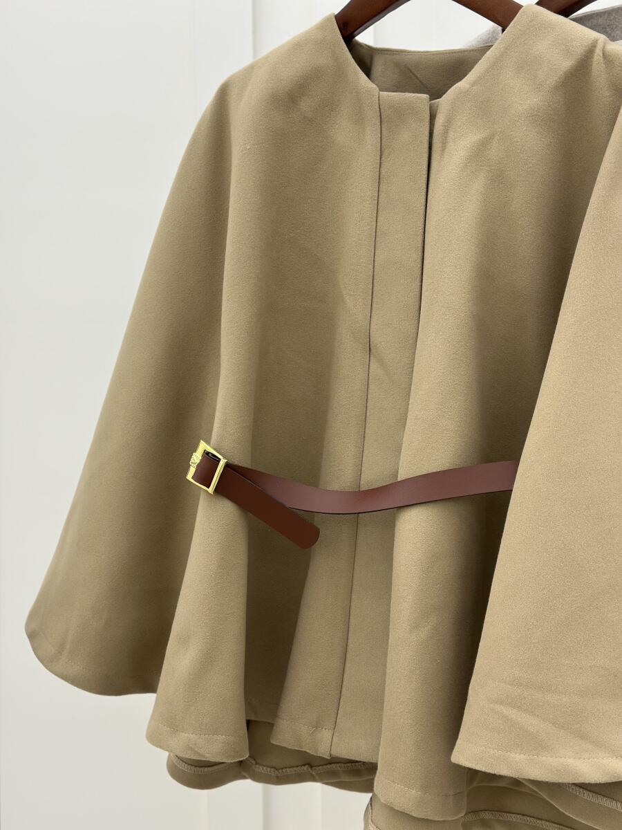 پالتو فوتر شنلی کمربنددار آستردار pd586-4