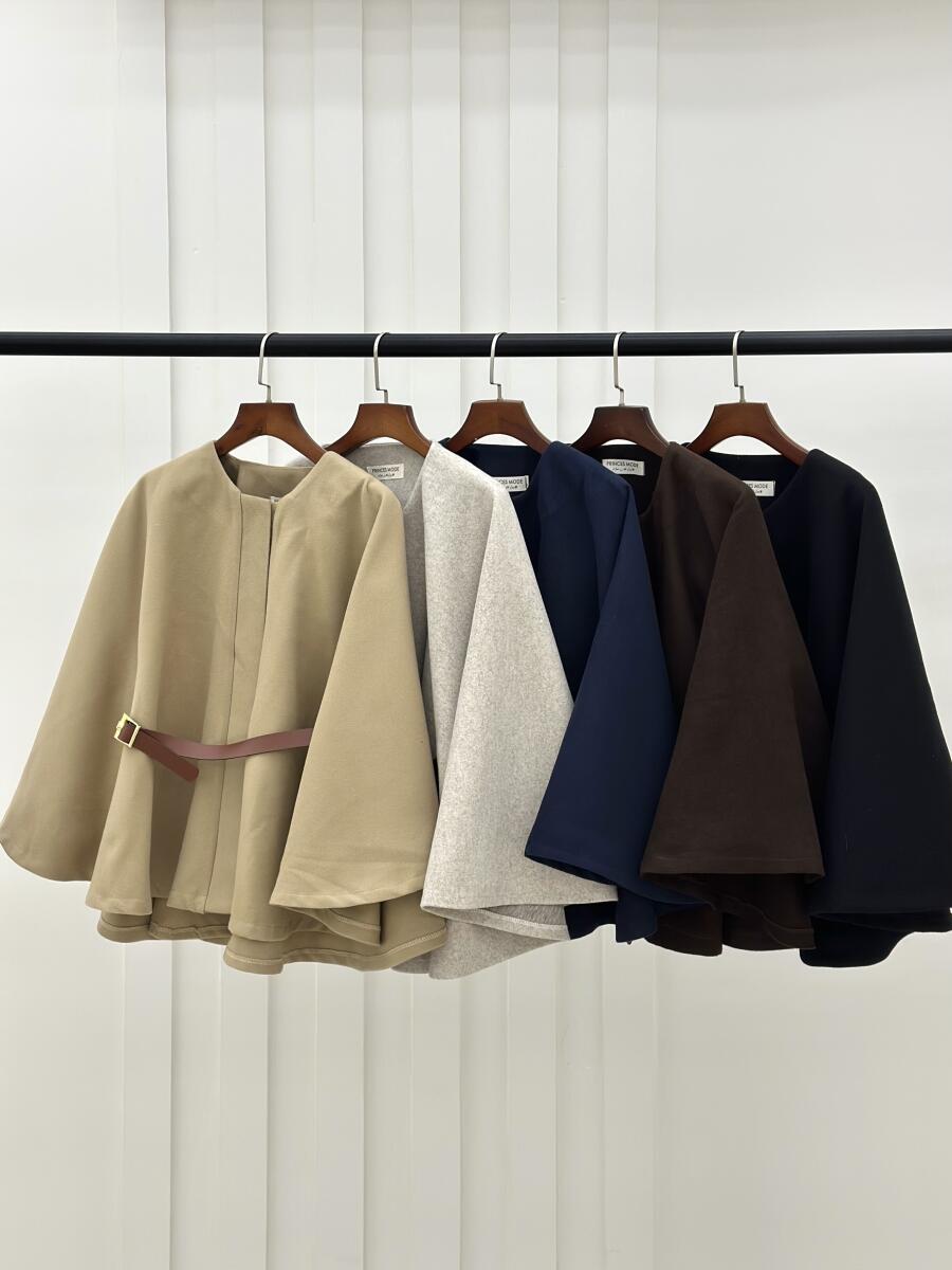 پالتو فوتر شنلی کمربنددار آستردار pd586-4