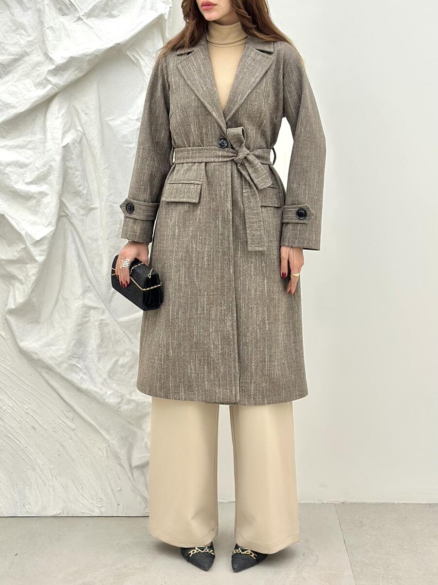 پالتو فوتر مزونی تک دکمه آستین پاگون دار آستردار pd593-11