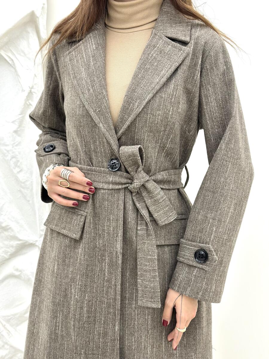 پالتو فوتر مزونی تک دکمه آستین پاگون دار آستردار pd593-11