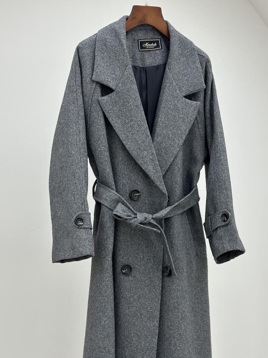 پالتو فوتر موهری آستین پاگون دار کمربنددار آستردار pd591-8