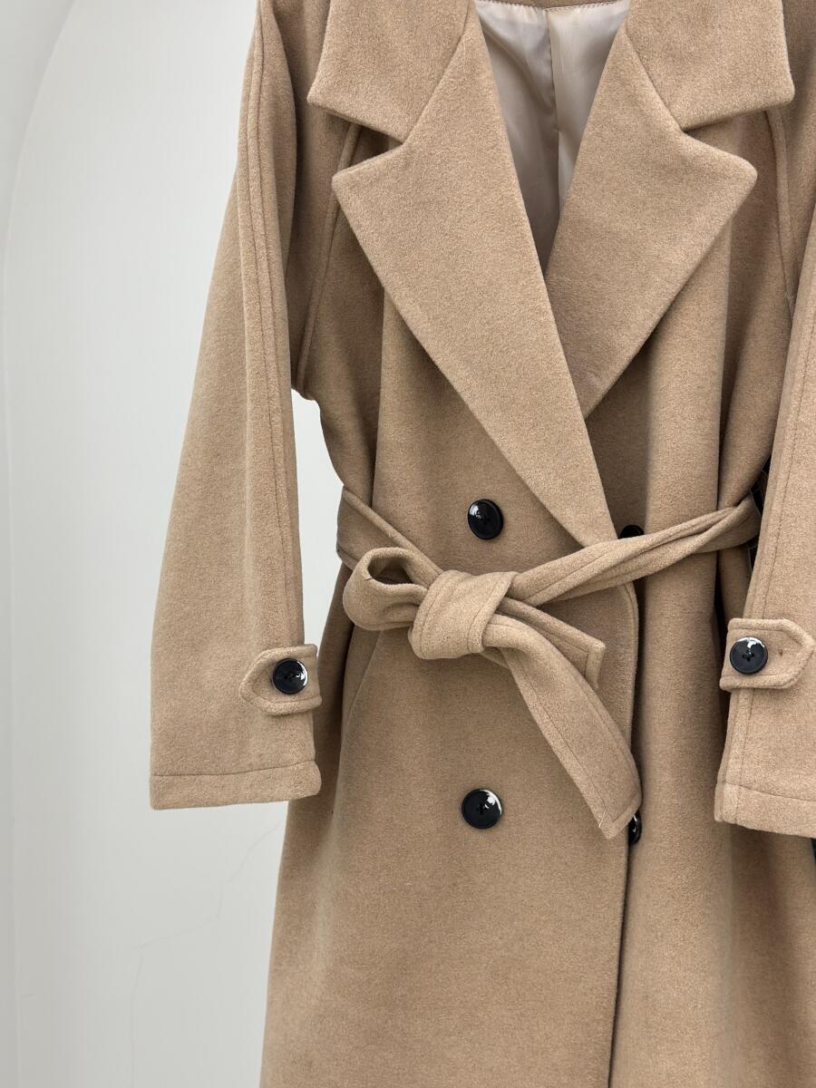 پالتو فوتر موهری آستین پاگون دار کمربنددار آستردار pd591-8