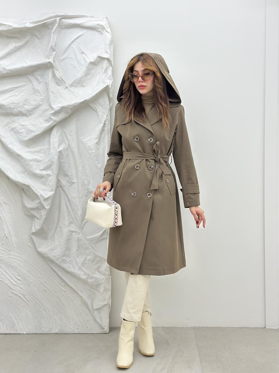 بارانی کتان داخل پشم شیشه کلاهدار آستردار pd588-1