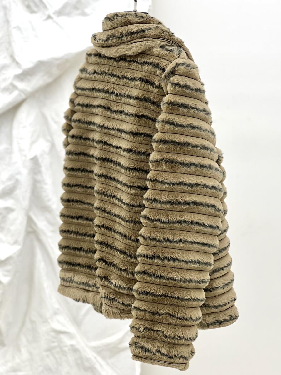 کت پوست مزونی یقه اکسسوری دار آستردار pd599-3