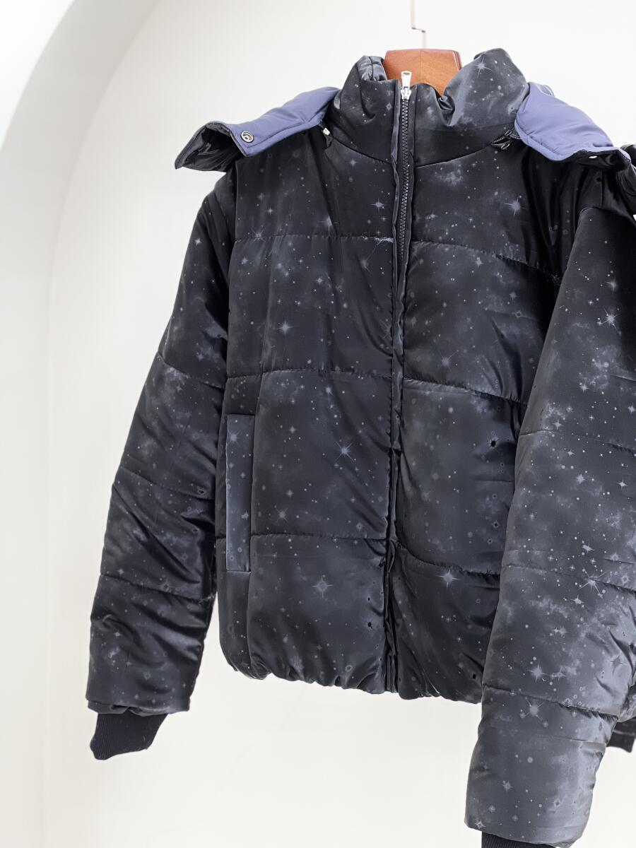 کاپشن داخل پشم شیشه طرح کهکشانی کلاهدار آستردار pd613-6