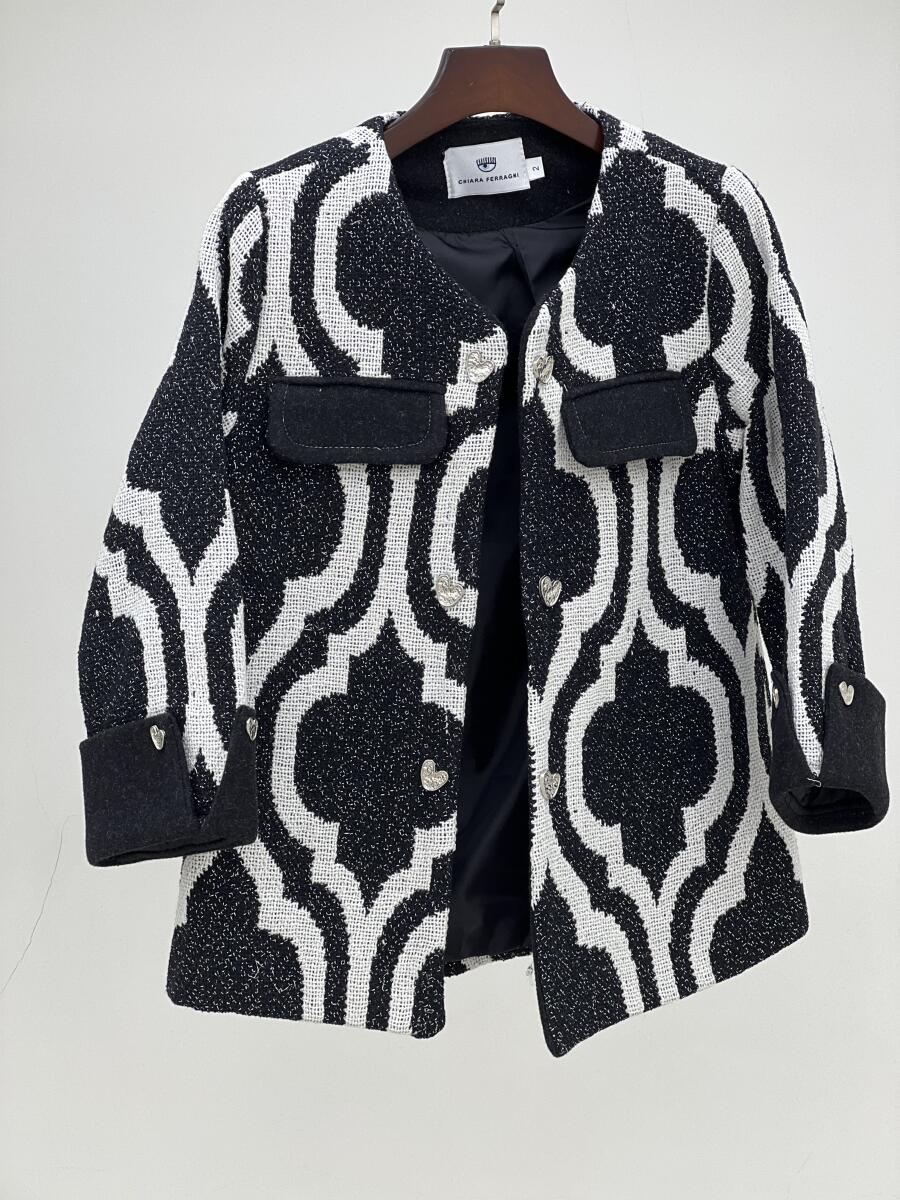 پالتو کتی طرح بافت دکمه قلبی آستردار pd609-8