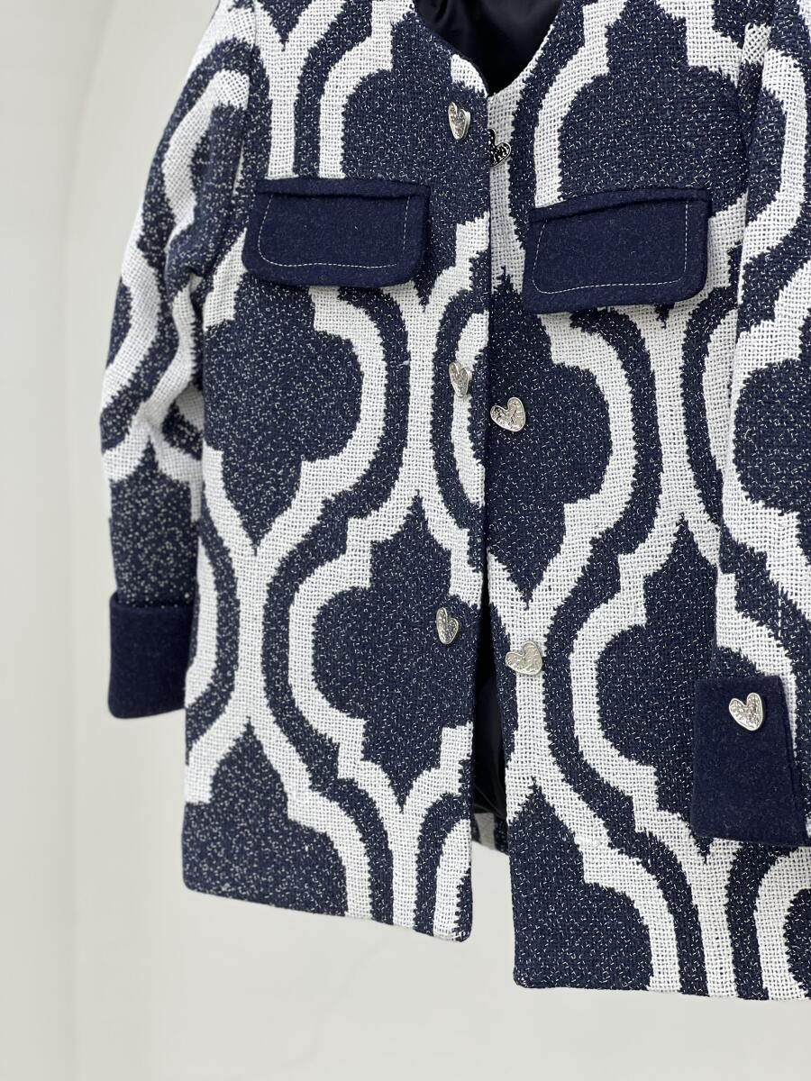 پالتو کتی طرح بافت دکمه قلبی آستردار pd609-8