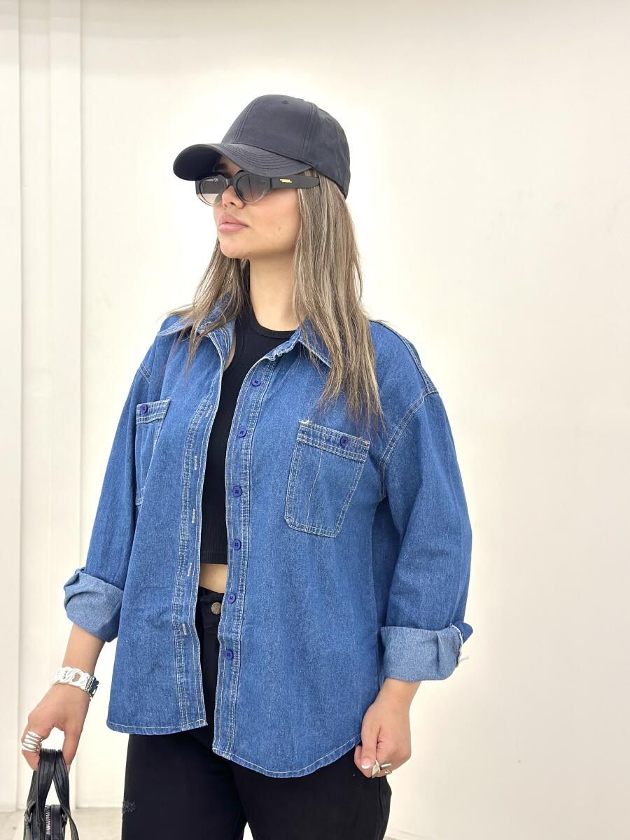 شومیز جین بهاره کوک دوزی شده دکمه دار BT605