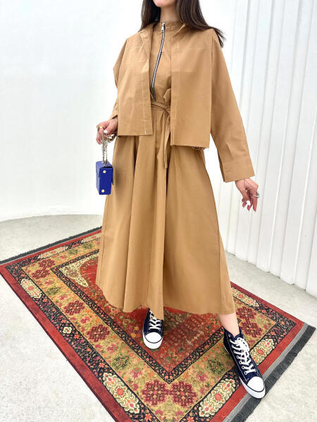 ست2تیکه پیراهن زیپ دار و کت لینن  2-bt459