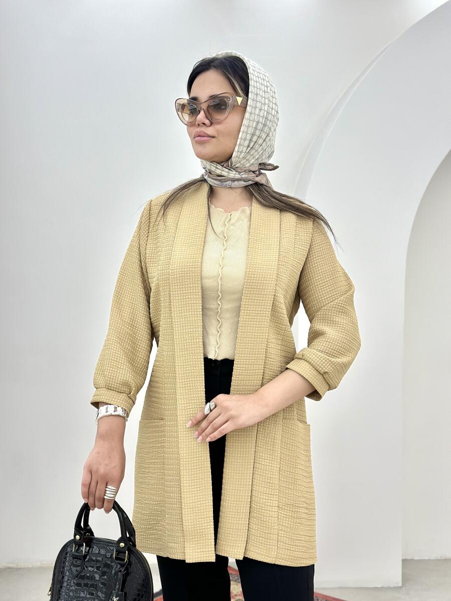 مانتو میدی تابستانه یقه آرشال جیب دار bt505-12