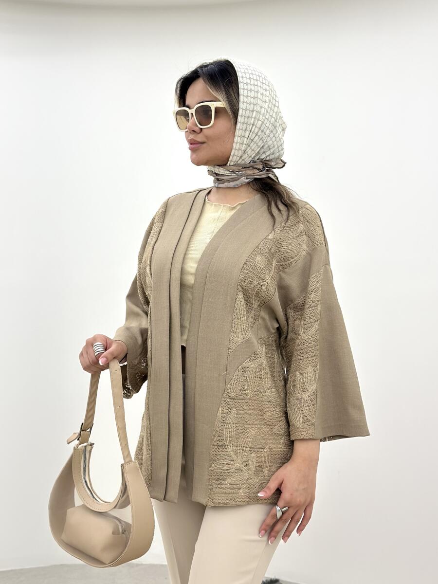 مانتو لینن خرجکار طرح مکرومه 7-bt624
