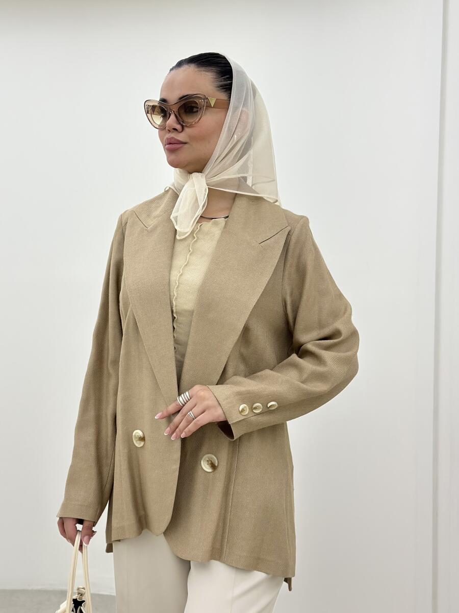 کت لینن کج راه 2دکمه bt632-7