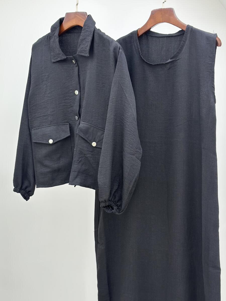 ست 2تیکه ساحلی و شومیز دکمه دار bt734-1