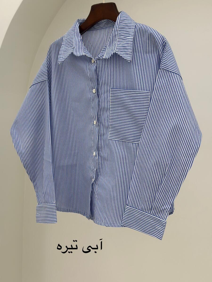 شومیز طرح راه راه جیب دار bt729-4