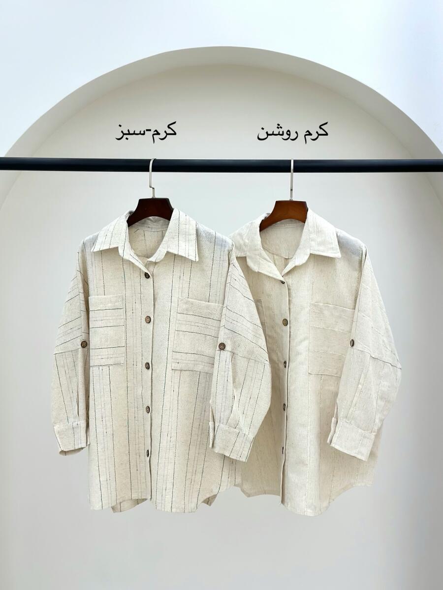 شومیز لینن دکمه چوبی لمه دار bt826-6