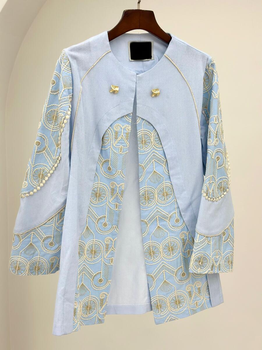 مانتو لینن مزونی مکرومه دوزی شده طرح دایره bt832-6
