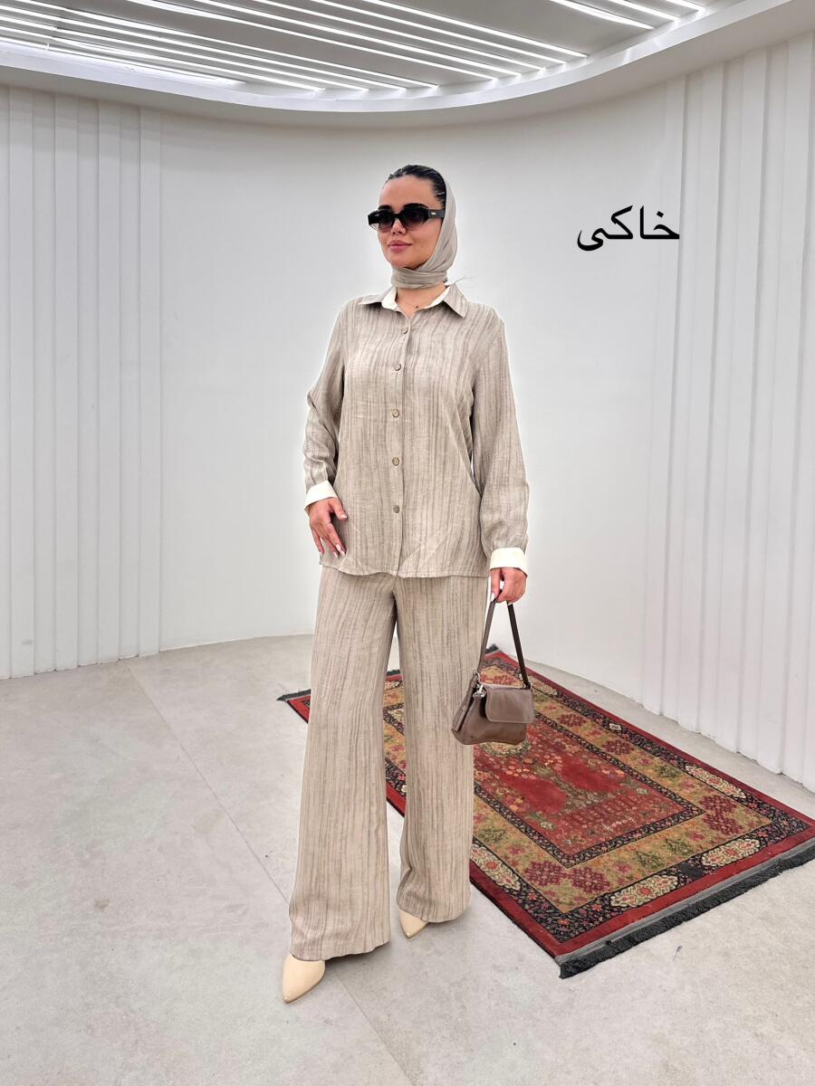 ست 2تیکه شومیز وشلوار تابستانه طرح راه دار bt835-8