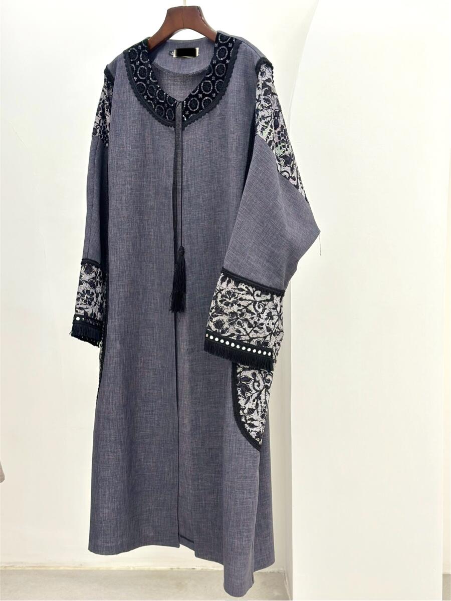 مانتو کلاسیک تابستانه خرج کار منگوله دار طرح دار bt944-9
