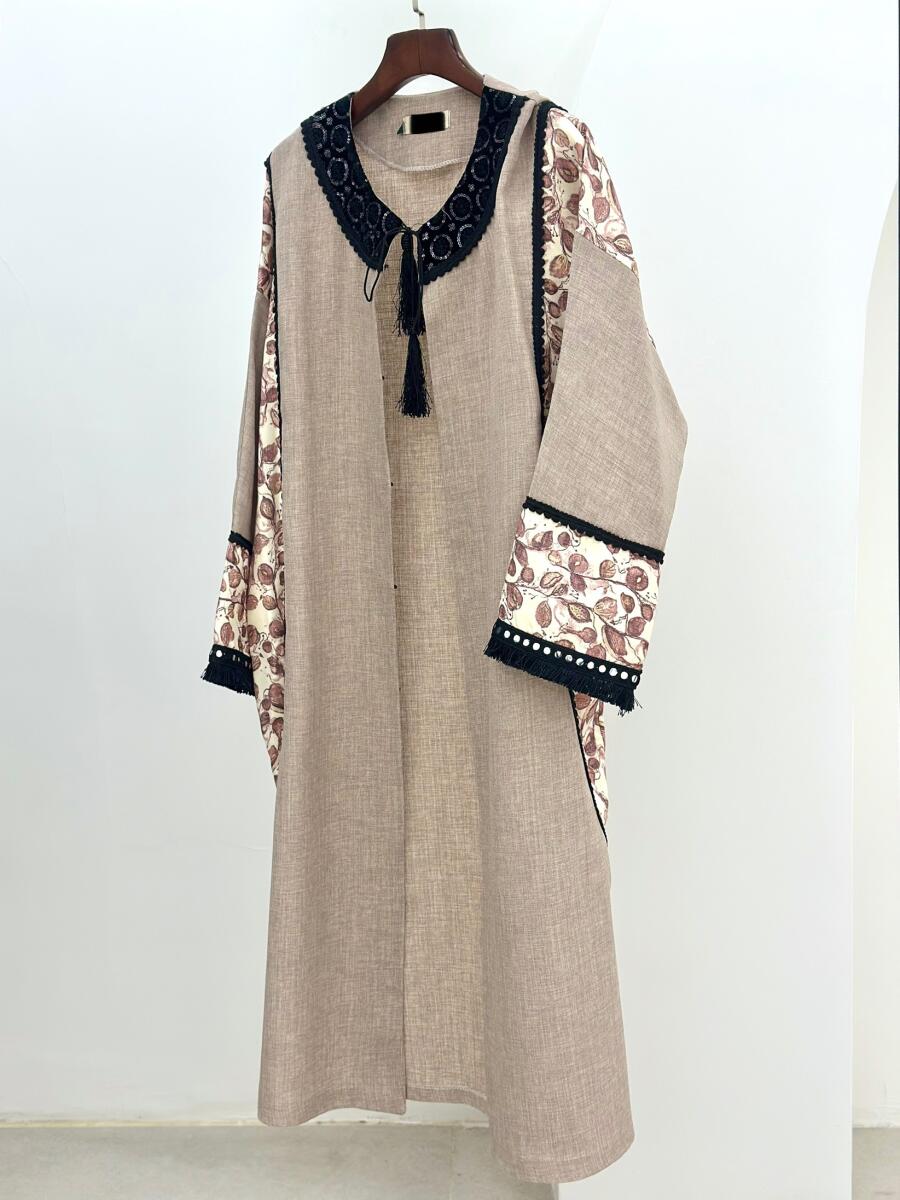 مانتو کلاسیک تابستانه خرج کار منگوله دار طرح دار bt944-9