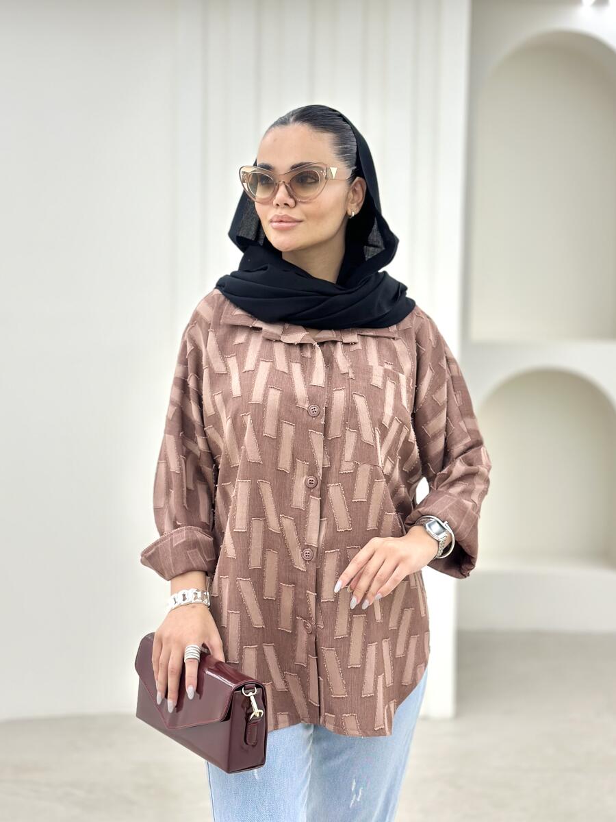 شومیز پارچه طرح برجسته طرح مستطیلی bt942-9
