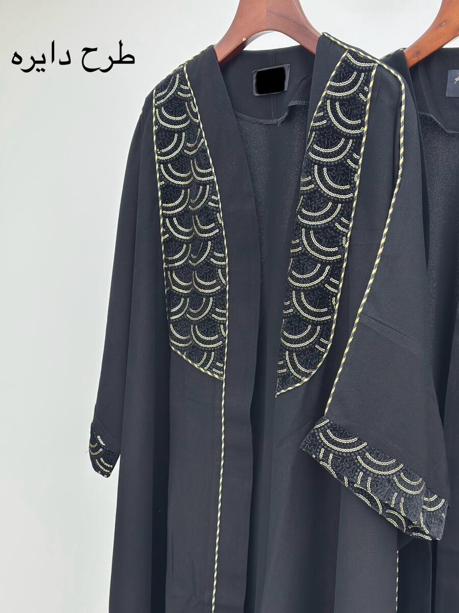 مانتو عبایی پارچه شاین دار خرجکار پولک دوزی و مغزی دوزی شده bt950-12