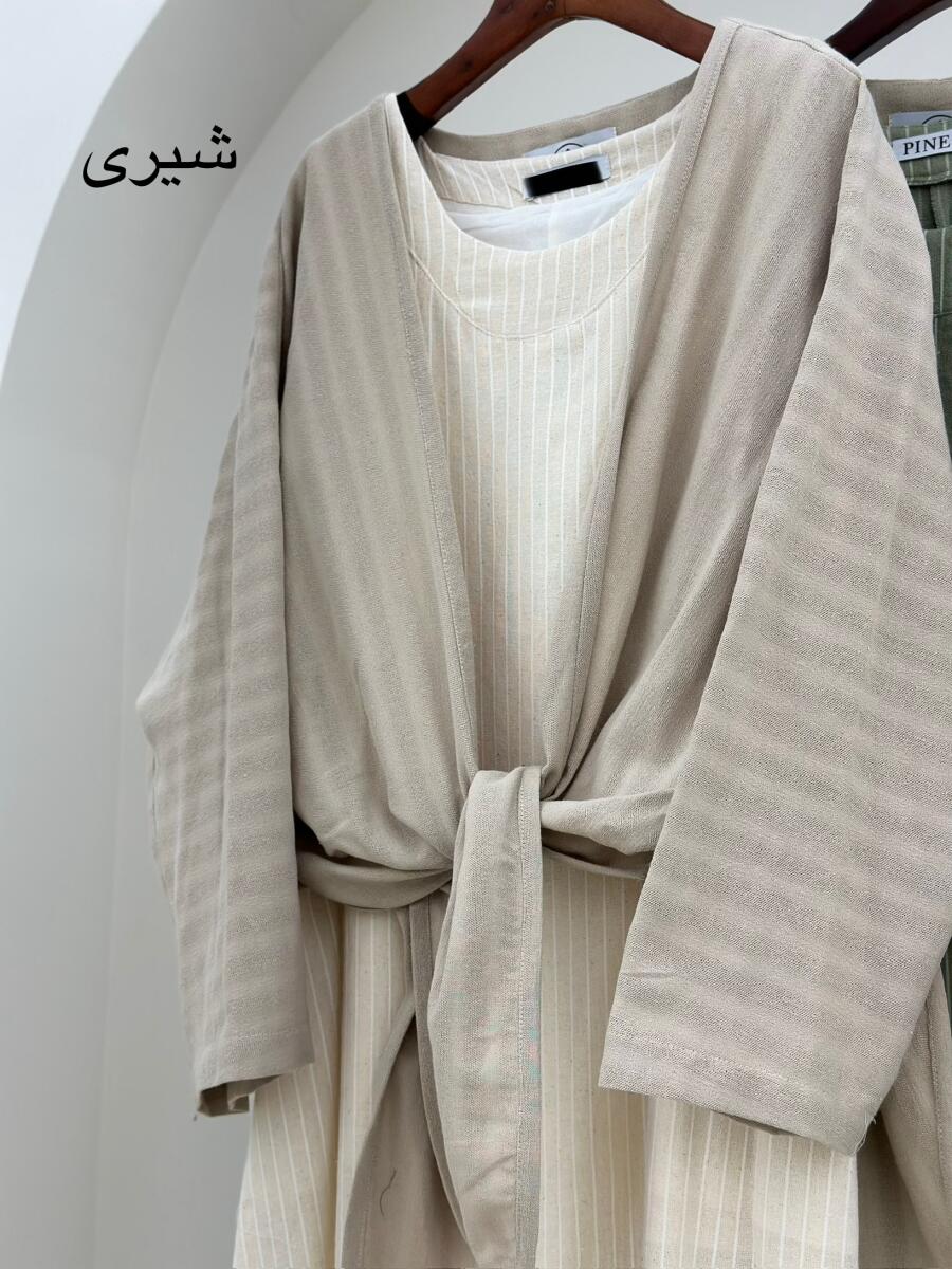 ست 2تیکه ساحلی و رویه آستین کیمونو گره ای bt974-2