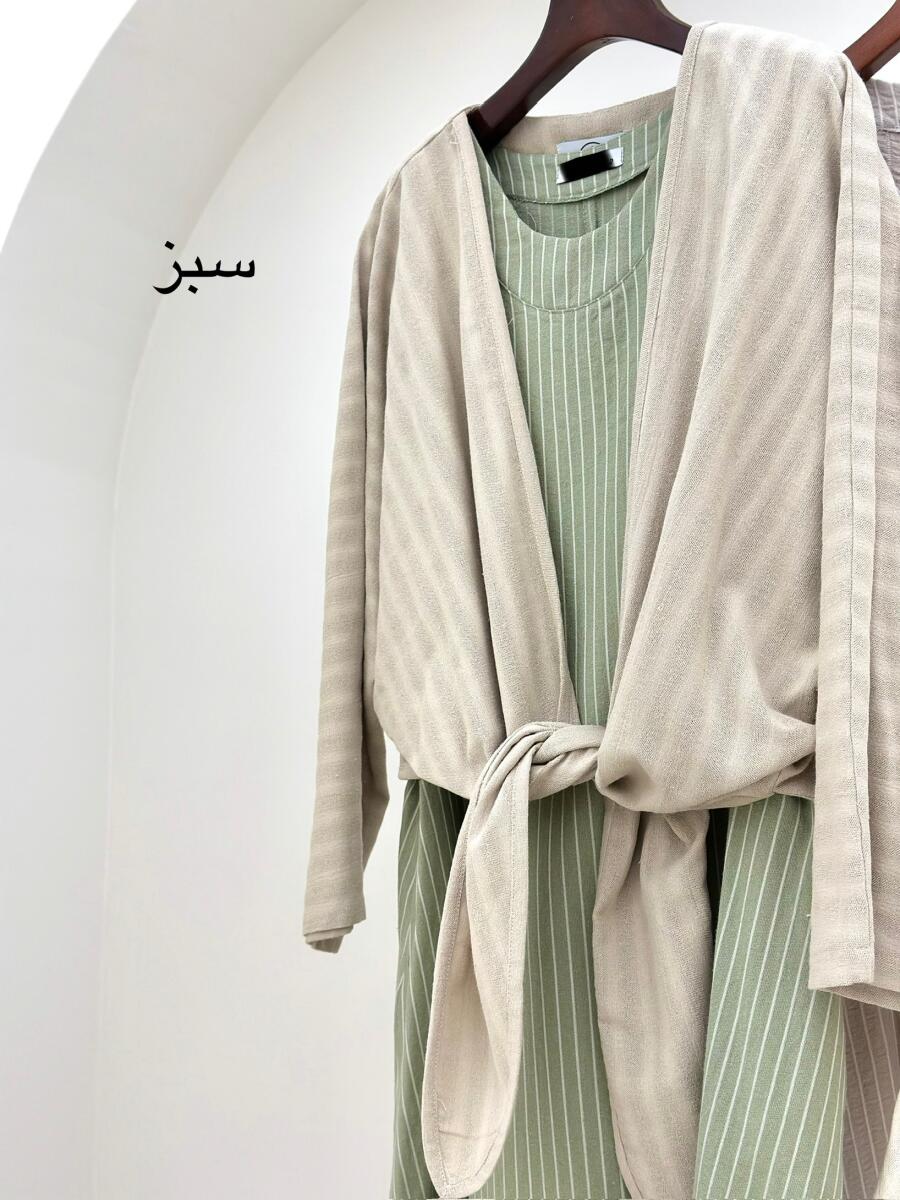ست 2تیکه ساحلی و رویه آستین کیمونو گره ای bt974-2