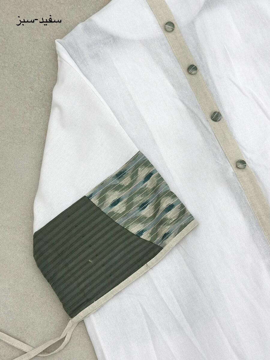 مانتو لینن پشت دکمه دار آستین کوک دوزی شده bt1026-9