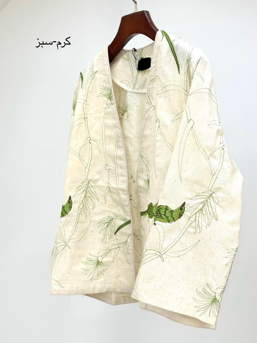 کت لینن گلدوزی شده طرح پرنده bt1024-3