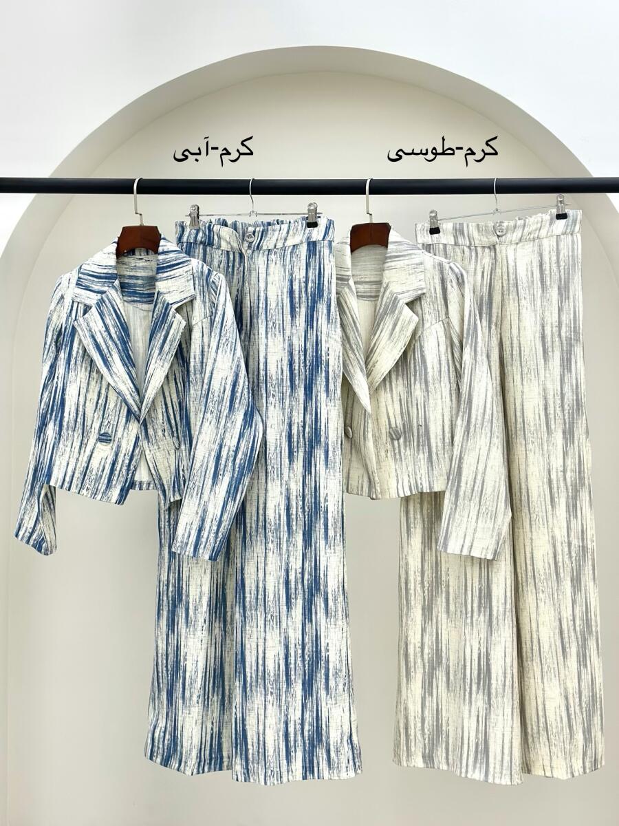 ست 2تیکه کت وشلوار طرح ابرنگی مزونی bt1029-4