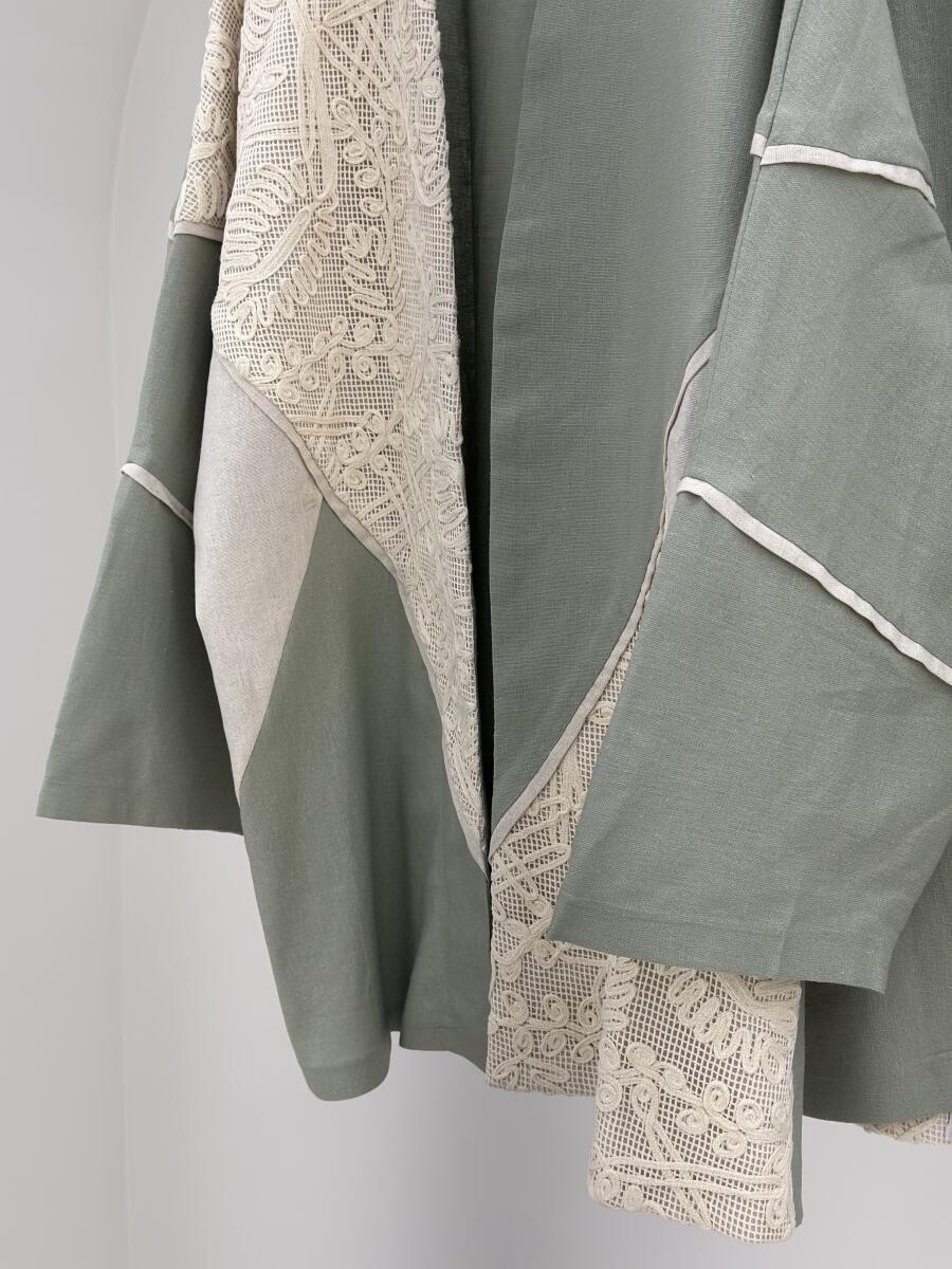 مانتو لینن خرج کار مکرومه دوزی شده bt1033-8