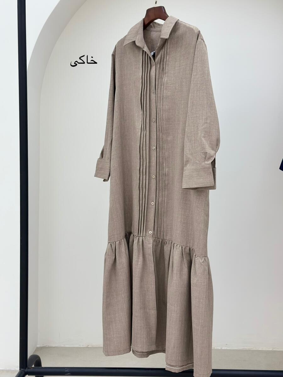 پیراهن دکمه دار پایین چین دار bt1044-2