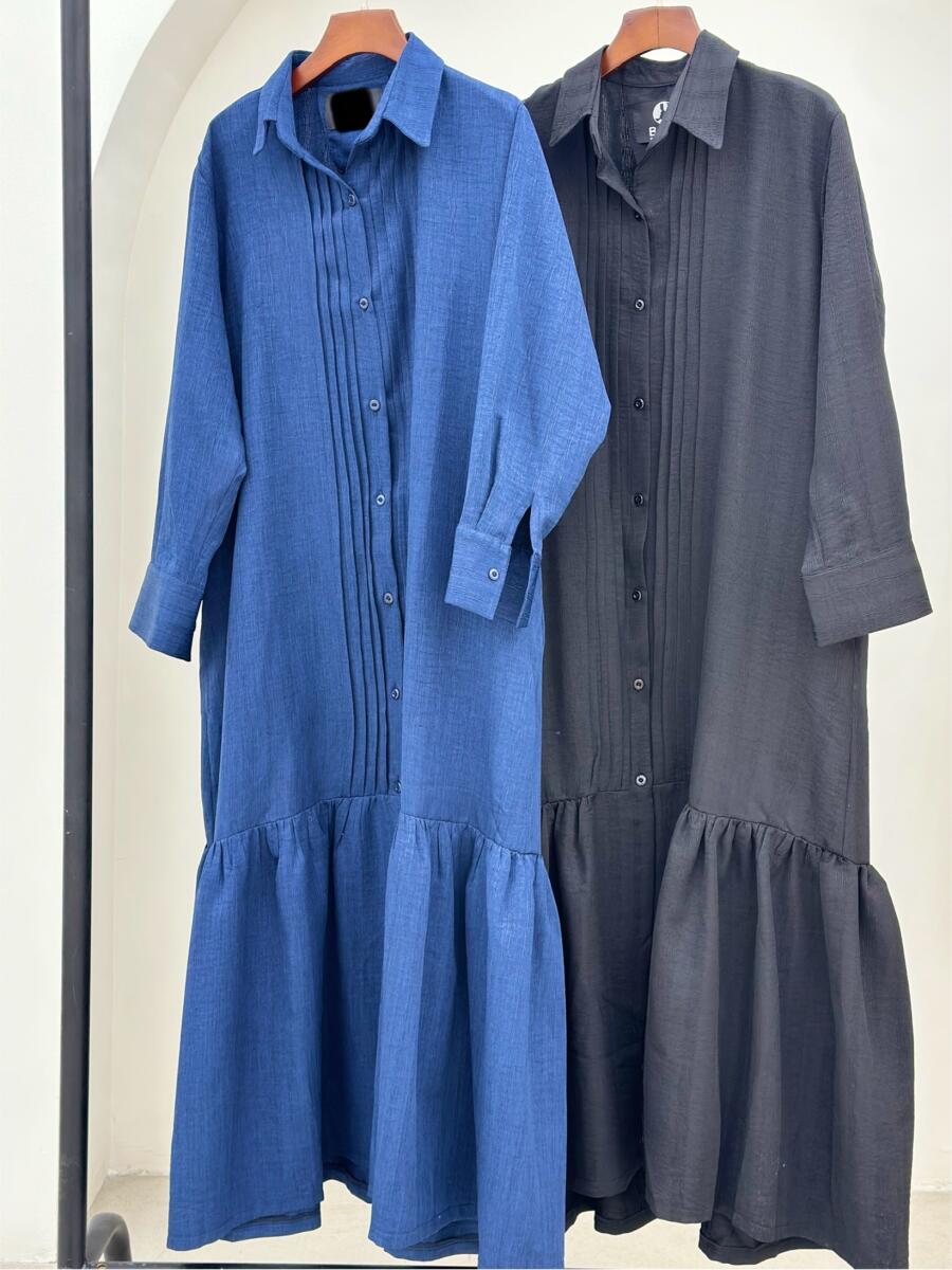 پیراهن دکمه دار پایین چین دار bt1044-2