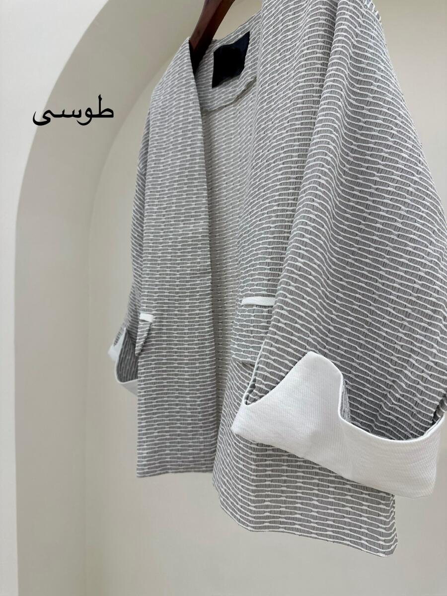 ست 3تیکه کت آستین دوبل و کراپ و شلوار bt1077-6
