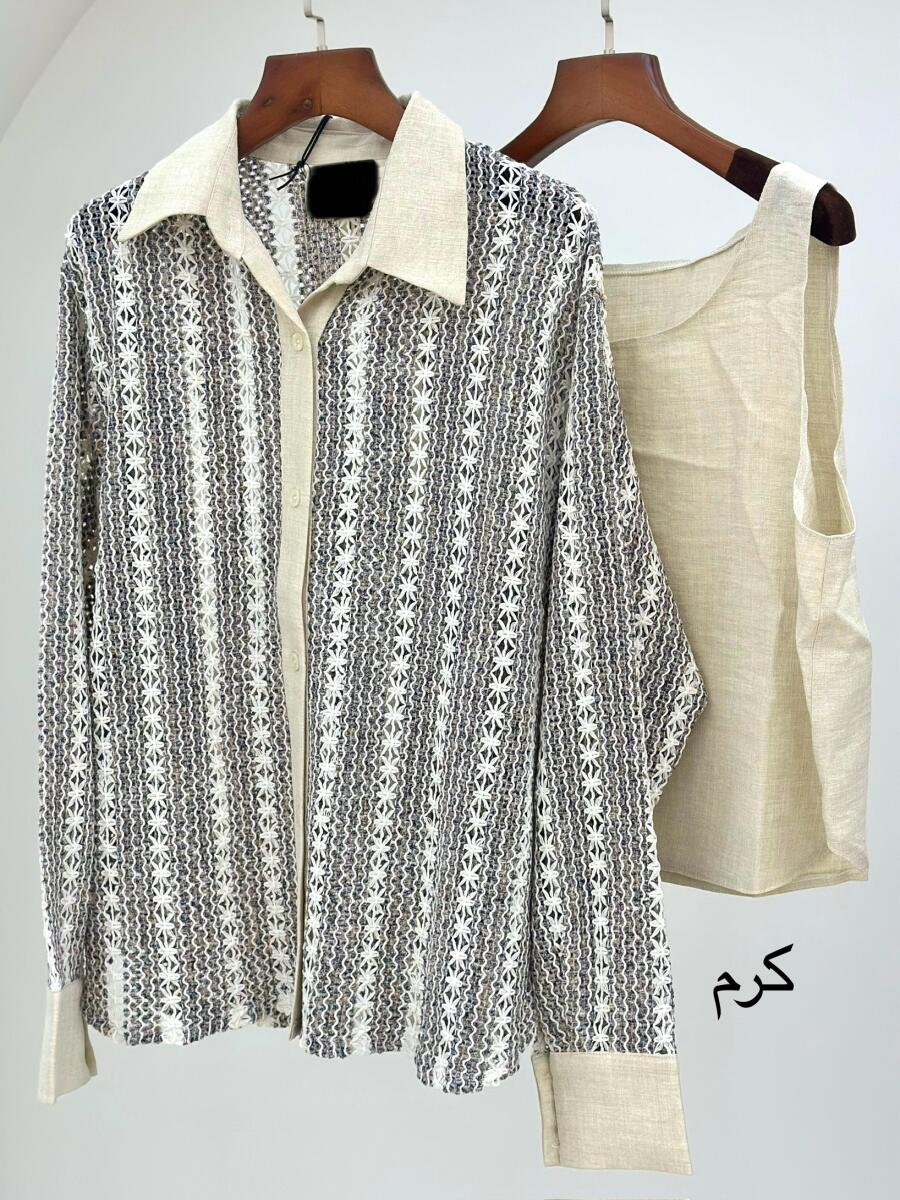 ست2تیکه شومیز خامه دوزی شده و کراپ bt1084-8