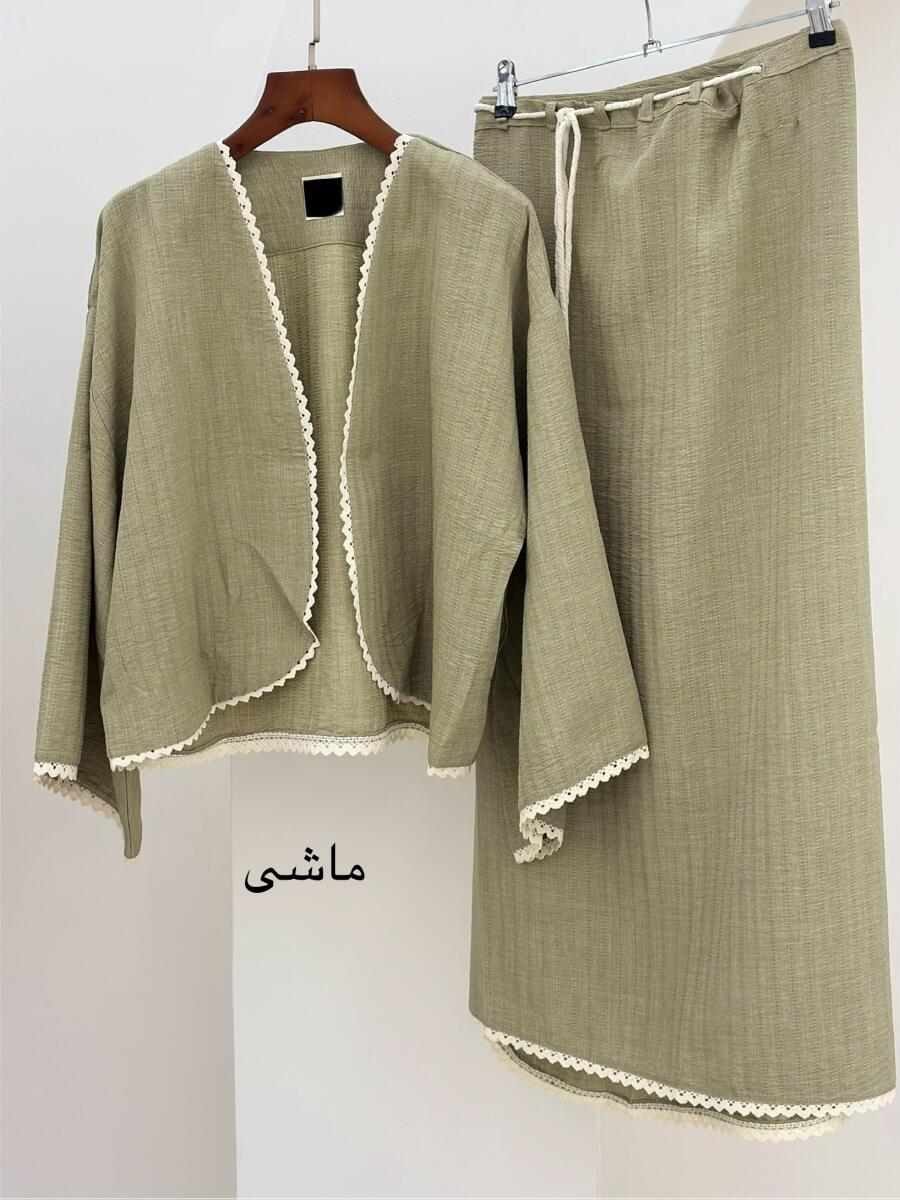 ست2تیکه کت نواردوزی مکرومه ای و دامن bt1106-10