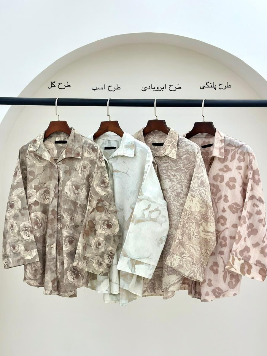 مانتو شومیزی پارچه طرح دار دکمه چوبی bt1140-13
